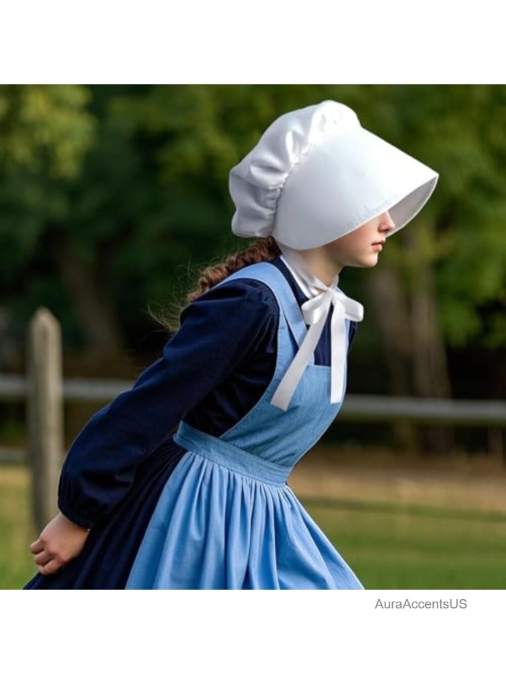 Pioneer Bonnet Colonial Peasant Hat Prairie Cap Nightcap Maid Cosplay - Picture 4 of 6